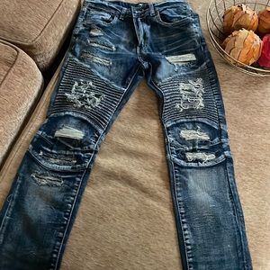 Boys dark blue denim ripped jeans